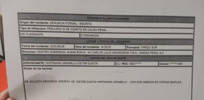 El documento sobre la denuncia a Silvana Torres.