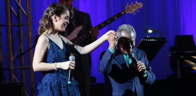 Ceci Juno cantando junto al maestro Armando Manzanero.