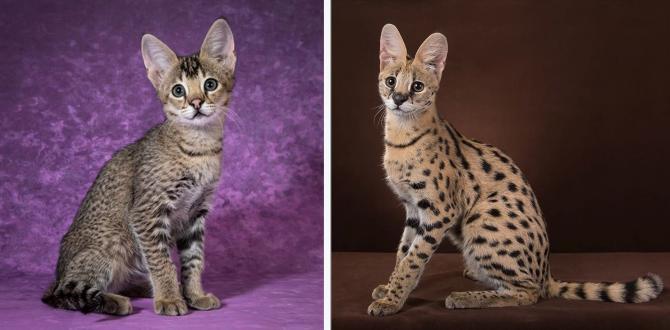 Dos tipos de felinos: la servalina (IZQ) y el serval (DER)