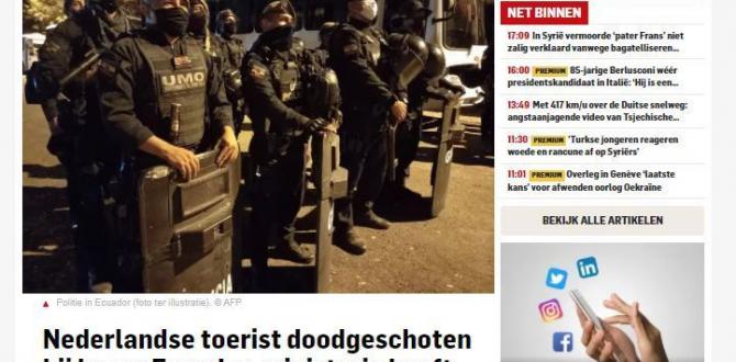 “Turista holandés asesinado a tiros en Ecuador, ministerio tiene contacto con familia”, publicó uno de los medios de comunicación de Holanda.