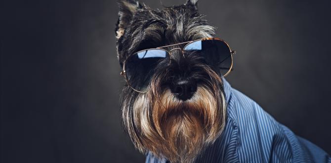 studio-portrait-of-fashionable-schnauzer-dogs-dressed-in-blue-shirt-and-sunglasses