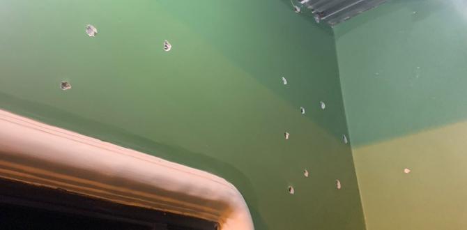 Las huellas de los impactos de proyectil en las paredes.