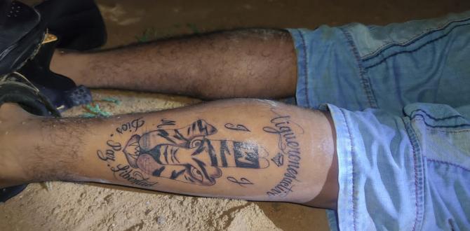 A este hombre lo llevaron a un lugar apartado para balearlo. En una pierna tiene el tatuaje de un tigre.
