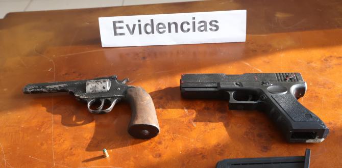 Las armas de fuego halladas en poder de los delincuentes.