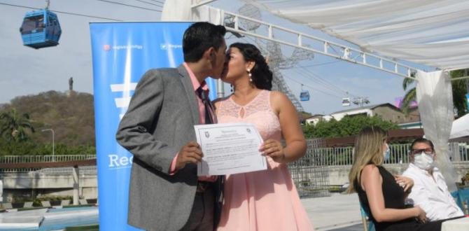 En un evento organizado por el Registro Civil del Municipio de Guayaquil, 20 parejas se casaron en la Aerovía.