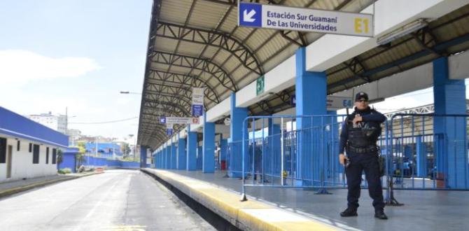 Guardias de seguridad bloquearon el servicio del Trole en la estación El Recreo.