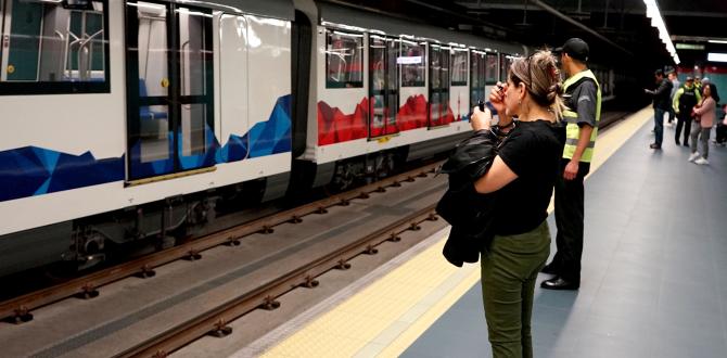 Una usuaria no desaprovechó el tiempo para maquillarse en el Metro de Quito.