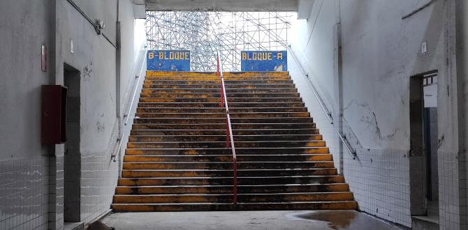 Escaleras de la tribuna en evidente deterioro.