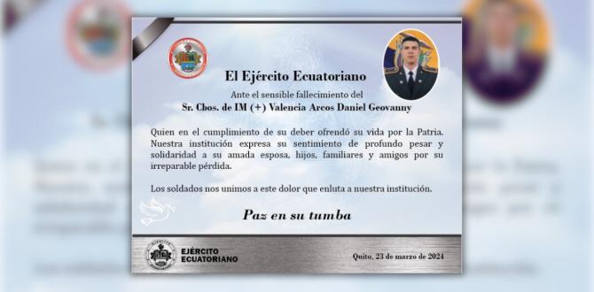 El Ejército ecuatoriano ha lamentado lo ocurrido con su soldado. Esta es una publicación realizada en X (antes Twitter).
