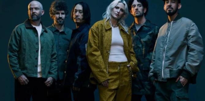 Emily Armstrong junto al resto de integrantes de Linkin Park