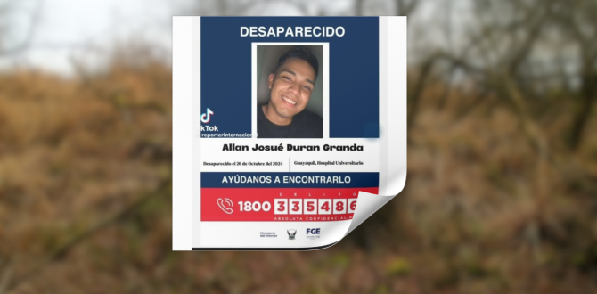 El anuncio de la desaparición de Allan Durán.