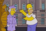 Homero Simpson con la reina Isabel II, en un capítulo de la divertida serie.