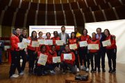 Los deportistas del Team Pichincha que recibieron un homenaje por sus medallas en los Juegos Sudamericanos.