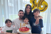 Lionel Messi celebró junto a su esposa Antonella Roccuzzo y sus 3 hijos.