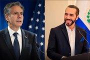 El secretario de Estado de Estados Unidos, Antony Blinken Izquierda), felicitó a Nayib Bukele por su reelección como presidente de El Salvador.