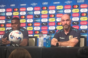 Félix Torres en la rueda de prensa previo al partido de Ecuador - Venezuela.