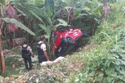 El auto de la víctima cayó a un lado de la carretera.