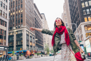 Turista disfrutando en Nueva York, Estados Unidos.