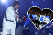 Roberto Carlos regaló flores a sus fanáticos antes de que culminará su presentación.