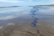 Las manchas de petróleo alcanzaron la playa Las Palmas en Esmeraldas.