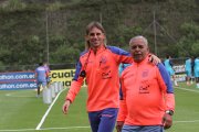 El seleccionador Sebastián Beccacece durante el entrenamiento de la Tricolor.
