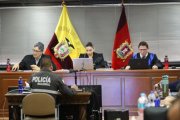 La juez nacional (e) Mercedes Caicedo fue ponente (centro) en el tribunal del caso Metástasis.