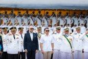 Noboa participó en la imposición de mando del almirante Caicedo como nuevo jefe de la Armada en la Base Naval Sur