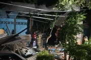 La vivienda quedó destruida tras la explosión con cilindros de gas.
