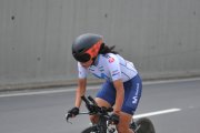 Nahomi Játiva, de 16 años, fue la primera ecuatoriana en pista del Mundial.