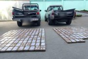 Los paquetes de cocaína estaban camuflados en el balde metálico de una camioneta, el cual había sido modificado.