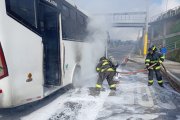 Los bomberos enfriaron los neumáticos, evitando una propagación a todo el bus.