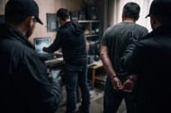 Recreación generada con IA de un operativo e incautación de equipos en una investigación digital.