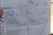 Este es el papel dejado en un negocio en el noroeste de Guayaquil.