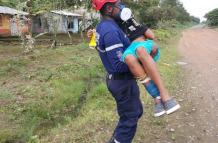 Niño mordido serpiente