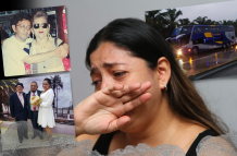 Elizabeth  Castañeda  sostiene el portarretrato donde aparece junto a  sus padres y  hermanos.