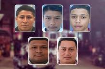 Las víctimas de la masacre fueron (de izquierda a derecha, arriba) Álvaro Reinel Lema Infante (33 años), Orvi Adony Gómez Gómez (19), Anthony Emanuel García Magallon (22), (abajo) Josiel Brayan Toaza Barragán (26) y Freddy Leopoldo Segura Llumitaxi (38).