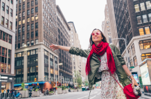 Turista disfrutando en Nueva York, Estados Unidos.