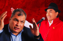 Rafael Correa y Leonidas Iza.