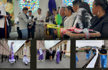 Procesión de banderas en Saquisilí