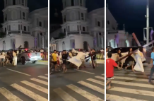 "Jesús" se mandó una patada voladora durante viacrucis y el suceso de volvió viral en redes.