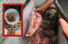 Este fue uno de los cráneos sin identificar que encontró Arcsa en ese comedor. / Guiso servido en el comedor clausurado, junto a cenicero con colillas de cigarro.