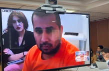 Alias Fito, conectado por videollamada para su audiencia de extradición.