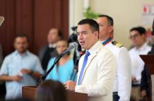 Así vistió Daniel Noboa en la sesión solemne del Gobierno por los 490 de fundación de Guayaquil.