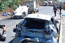 Así quedó el carro siniestrado en el Rally.