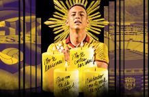 Miguel Parrales el 9 de Barcelona SC, que la hinchada pide que no le pase nada.