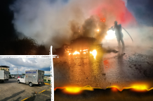 carro quemado y hombre asesinado