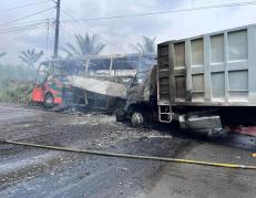 Así fue cómo quedó el bus luego del accidente de tránsito.