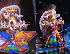 Mara Topic lució su traje típico en la gala preliminar de Miss Universo.