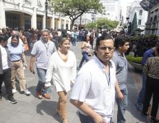 El simulacro que se vivió en el centro de Guayaquil.