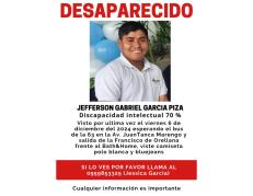 Este es el afiche de ayuda para tratar de encontrar al joven.